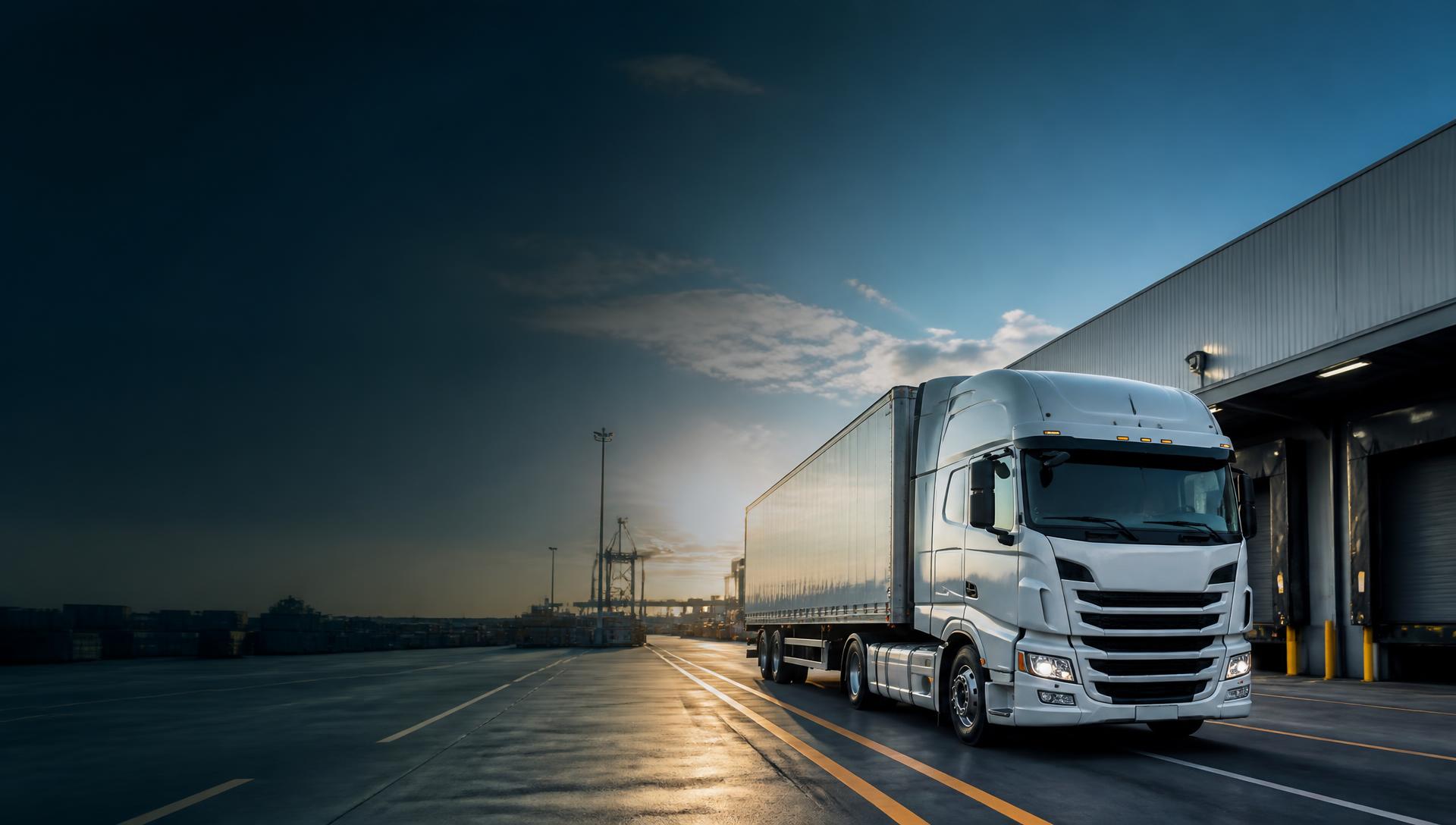 Semi truck at a freight terminal